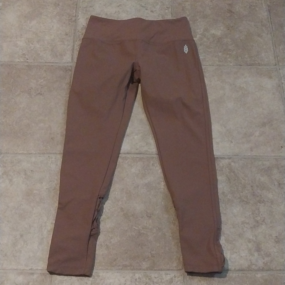 Free People Movement Revelation Black Mid Rise Braided Full Length Legging Small
